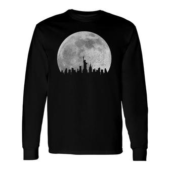 New York City Nyc Ny Skyline Moon Pride Vintage Long Sleeve T-Shirt T-Shirt | Mazezy