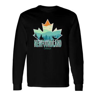 Newfoundland Canada Maple Leaf Long Sleeve T-Shirt | Mazezy
