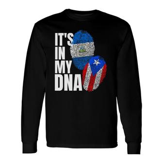 Nicaraguan And Puerto Rican Dna Flag Heritage Long Sleeve T-Shirt | Mazezy