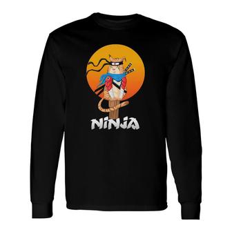 Ninja Cat Paw Print Pet Lover Long Sleeve T-Shirt T-Shirt | Mazezy