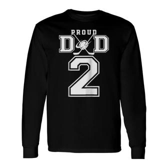 Number 2 Custom Proud Hockey Dad Personalized Long Sleeve T-Shirt T-Shirt | Mazezy