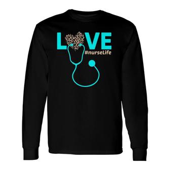 Nurse Life Rn Lpn Cna Healthcare Cheetah Heart Leopard Long Sleeve T-Shirt T-Shirt | Mazezy