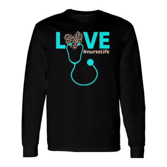 Nurse Life Rn Lpn Cna Healthcare Cheetah Heart Leopard V-Neck Long Sleeve T-Shirt T-Shirt | Mazezy CA