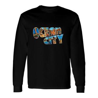 Ocean City New Jersey Vintage Retro Souvenir Long Sleeve T-Shirt - Thegiftio UK