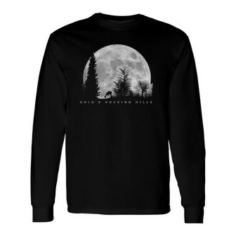 Ohio Hocking Hills State Park Outdoor With Moon And Deer Long Sleeve T-Shirt T-Shirt | Mazezy