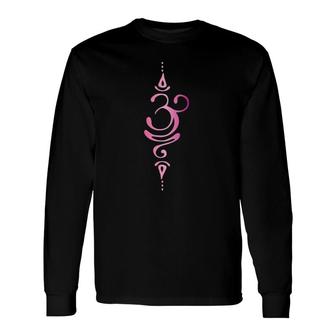 Om Zen Buddha Lotus Flower Energy Symbol Yogi Pink V-Neck Long Sleeve T-Shirt T-Shirt | Mazezy