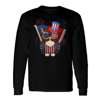 Owl American Flag 4Th Of July Independence Day Owl Lovers Long Sleeve T-Shirt T-Shirt | Mazezy