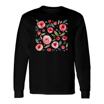 Painted Wildflowers Botanical Long Sleeve T-Shirt | Mazezy