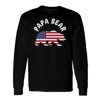 Papa Bear Father's Day Usa American Flag 4Th Of July Long Sleeve T-Shirt T-Shirt | Mazezy