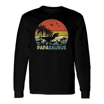 Papa Dinosaur Papasaurus 3 Three Father's Day Long Sleeve T-Shirt T-Shirt | Mazezy