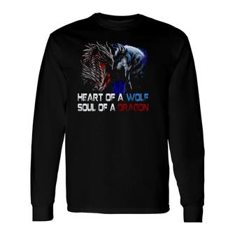 Papa The Man The Myth Heart Of A Wolf Soul Of A Dragon Vintage Father's Day Long Sleeve T-Shirt T-Shirt | Mazezy