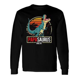 Papasaurus Trex Dinosaur Papa Saurus Matching Birthday Long Sleeve T-Shirt T-Shirt | Mazezy