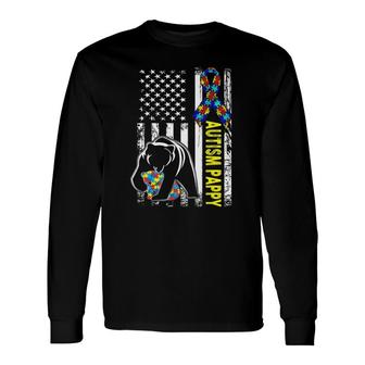 Pappy Autism Awareness American Flag Dad Long Sleeve T-Shirt T-Shirt | Mazezy