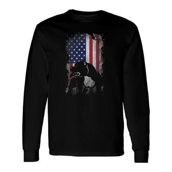 Patriotic American Bully American Flag Usa Pitbull Dog Lover Long Sleeve T-Shirt T-Shirt | Mazezy