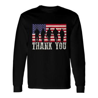 Patriotic American Flag Thank You Long Sleeve T-Shirt T-Shirt | Mazezy