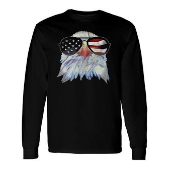 Patriotic Bald Eagle 4Th Of July America Usa Flag Sunglasses Long Sleeve T-Shirt T-Shirt | Mazezy UK