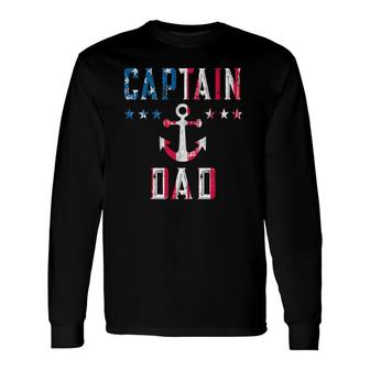 Patriotic Captain Dad American Flag Boat Owner 4Th Of July Long Sleeve T-Shirt T-Shirt | Mazezy