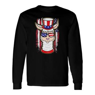 Patriotic Llama American Flag Merica 4Th Of July Llamerica Long Sleeve T-Shirt T-Shirt | Mazezy