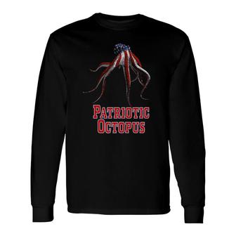 Patriotic Octopus American Flag Vintage Long Sleeve T-Shirt T-Shirt | Mazezy