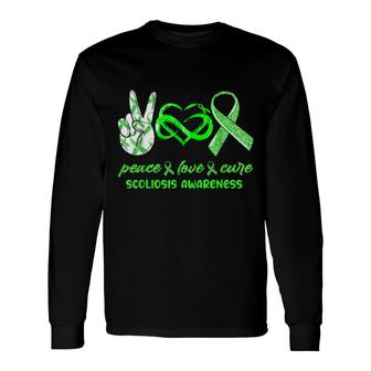 Peace Love Cure Scoliosis Awareness Long Sleeve T-Shirt T-Shirt | Mazezy