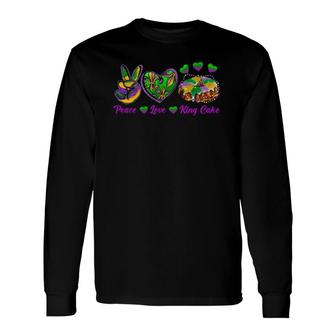 Peace Love King Cake Mardi Gras Festival Party 2022 Ver2 Long Sleeve T-Shirt T-Shirt | Mazezy
