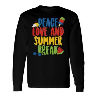 Peace Love Summer Break Urlaub Reise Insel Langarm Long Sleeve T-Shirt | Mazezy