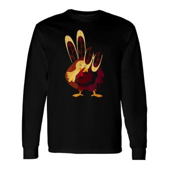 Peace Love Turkey Grateful Turkey Hand Sign Thanksgiving Long Sleeve T-Shirt T-Shirt | Mazezy