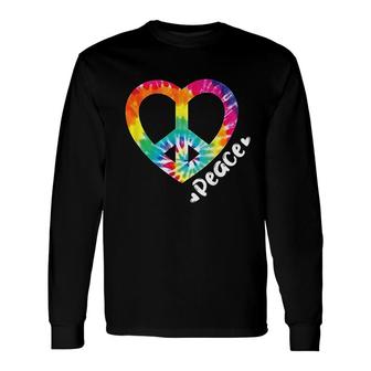 Peace Tie Dye Vintage Heart Hippie Retro Groovy Long Sleeve T-Shirt - Thegiftio UK