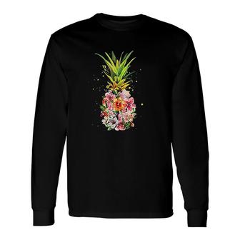 Pineapple Aloha Beaches Hawaiian Flowers Hawaii Summer Long Sleeve T-Shirt T-Shirt | Mazezy