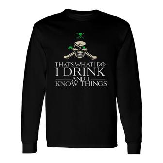 Pirate Drinking St Patrick's Day Irish Long Sleeve T-Shirt T-Shirt | Mazezy