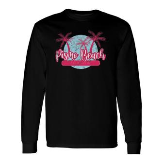 Pismo Beach California Retro Palm Tree Vintage Surf Long Sleeve T-Shirt T-Shirt | Mazezy
