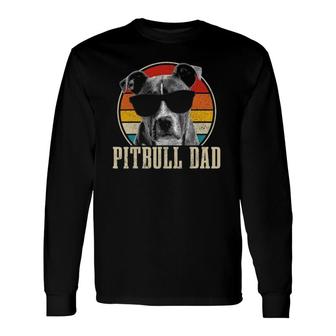 Pitbull Dad Vintage Sunglasses Dog Owner Long Sleeve T-Shirt T-Shirt | Mazezy