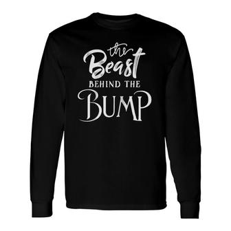 Pregnancy Bump Beast Behind The Bump Raglan Baseball Tee Long Sleeve T-Shirt T-Shirt | Mazezy