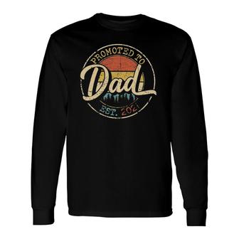 Promoted To Dad Est 2021 First Time New Dad Retro Long Sleeve T-Shirt T-Shirt | Mazezy