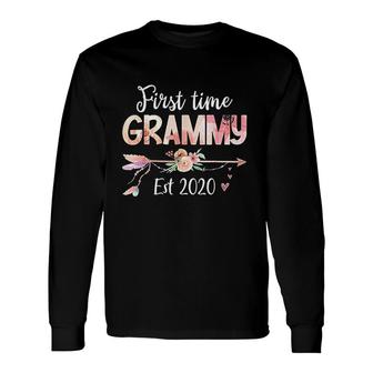 Promoted To Grammy Est 2020 First Time Grandma Floral Long Sleeve T-Shirt - Thegiftio UK