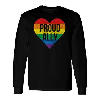 Proud Ally Gay Pride Month Lgbtq Flag Cute Heart Vintage Raglan Baseball Tee Long Sleeve T-Shirt T-Shirt | Mazezy