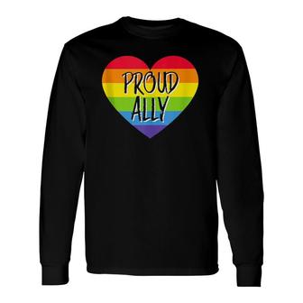 Proud Ally Rainbow Flag Gay Pride Month Support Long Sleeve T-Shirt T-Shirt | Mazezy