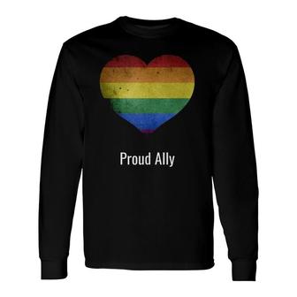Proud Ally Rainbow Vintage Lgbtq Gay Pride Parade Long Sleeve T-Shirt T-Shirt | Mazezy