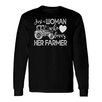Proud Farmer's Wife Just A Woman Who Loves Her Farmer Long Sleeve T-Shirt T-Shirt | Mazezy