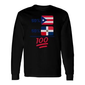 Puerto Rican Plus Dominican Heritage Nationality Flag Long Sleeve T-Shirt T-Shirt | Mazezy DE