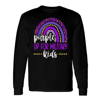 Purple Up For Military Rainbow Military Child Month Long Sleeve T-Shirt - Seseable