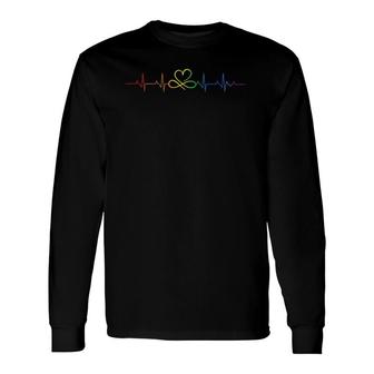 Rainbow Flag Lgbtq Heartbeat Gay Pride Month Lgbt Long Sleeve T-Shirt T-Shirt | Mazezy