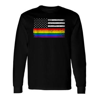 Rainbow Us Flag 4Th Of July Gay Pride Month Lgbt Long Sleeve T-Shirt T-Shirt | Mazezy