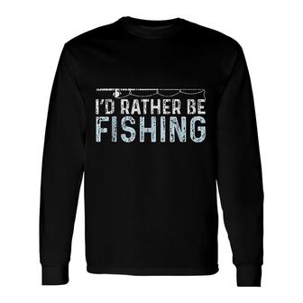 I Would Rather Be Fishing Fishing Fish Fisherman Blue Long Sleeve T-Shirt - Thegiftio