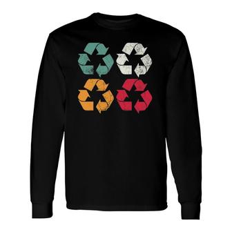 Recycling Symbol Recycle Earth Day Retro Vintage Tee Long Sleeve T-Shirt T-Shirt | Mazezy