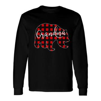 Red Plaid Grandma Bear Matching Pajama Buffalo Long Sleeve T-Shirt - Thegiftio UK