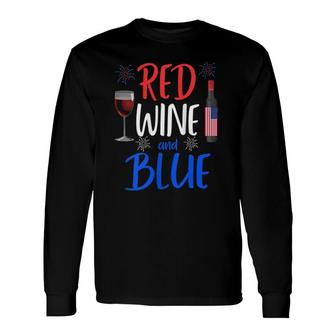 Red Wine And Blue 4Th Of July Drinking Long Sleeve T-Shirt T-Shirt | Mazezy