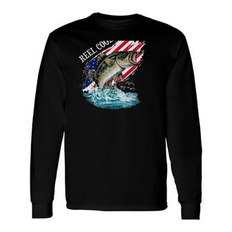 Reel Cool Papa American Flag Fishing Father's Day Long Sleeve T-Shirt T-Shirt | Mazezy