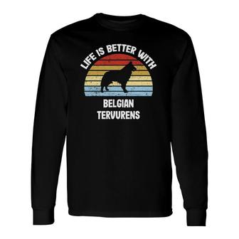 Retro Belgian Tervuren Dog Long Sleeve T-Shirt T-Shirt | Mazezy