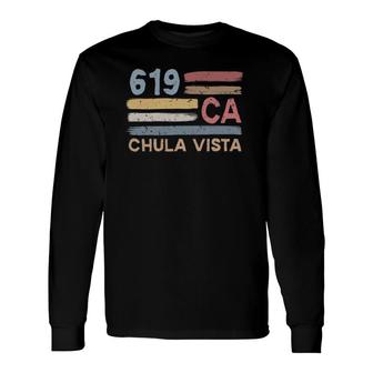 Retro Chula Vista Area Code 619 Residents State California Long Sleeve T-Shirt T-Shirt | Mazezy